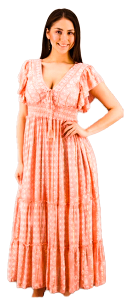 Peach Boho Maxi Dress