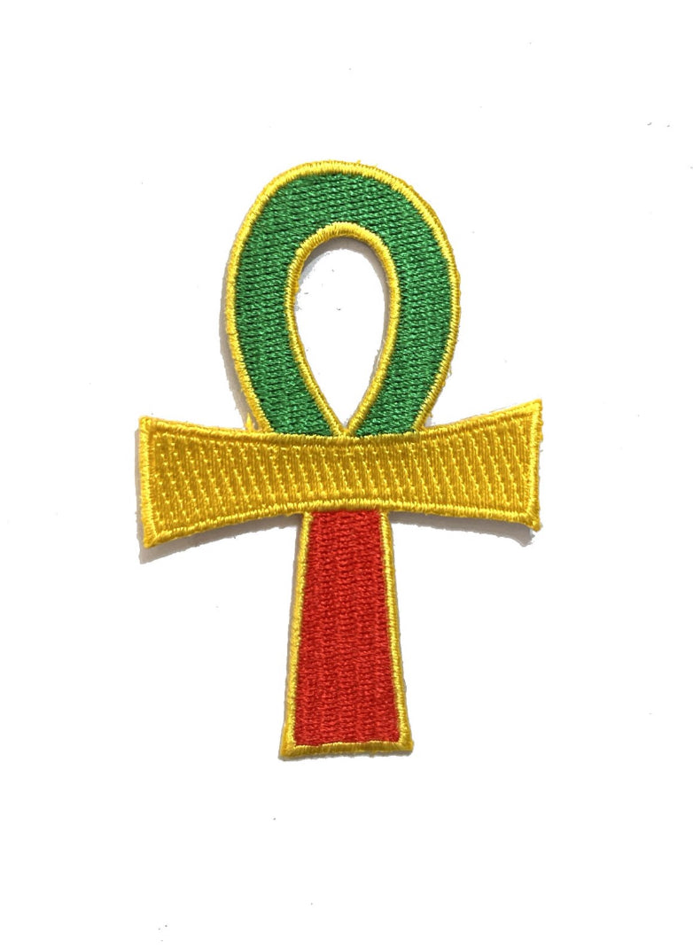 Ankh Patch with Rastafari Colors